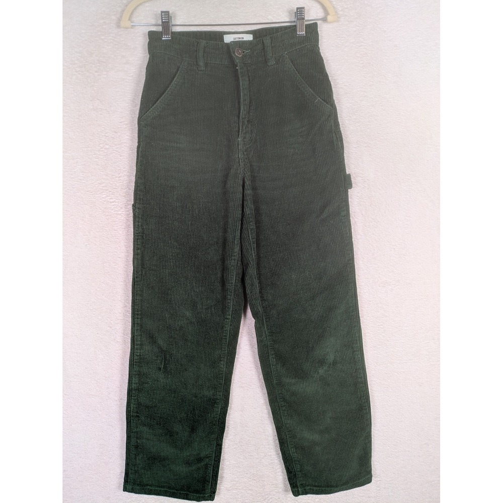 Cotton On Cord Carpenter Jean Women's 2 Dark Green High Rise Utility Pocket